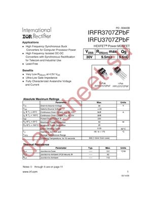 IRFR3707ZPBF datasheet  